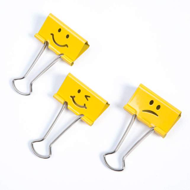 Emoji Smiley Foldback Clips - Yellow